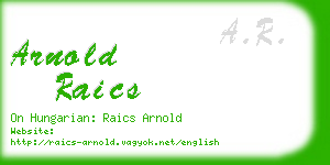 arnold raics business card